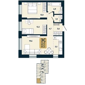 65,2 м², 3-комнатная квартира 9 392 100 ₽ - изображение 27
