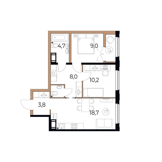 57,3 м², 2-комнатная квартира 10 314 000 ₽ - изображение 1