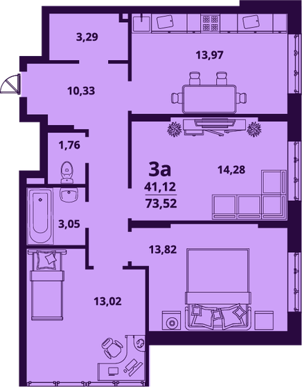 73,5 м², 3-комнатная квартира 6 249 200 ₽ - изображение 1