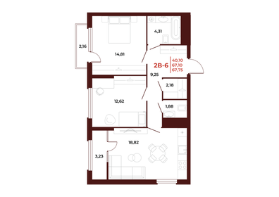 58,3 м², 2-комнатная квартира 7 600 000 ₽ - изображение 71