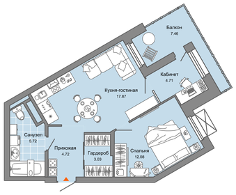 46 м², 2-комнатная квартира 5 821 560 ₽ - изображение 18