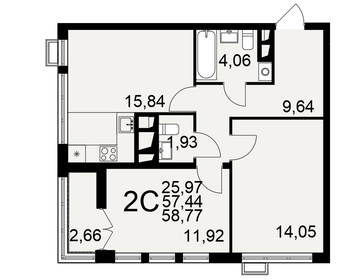 Квартира 58,8 м², 2-комнатная - изображение 1