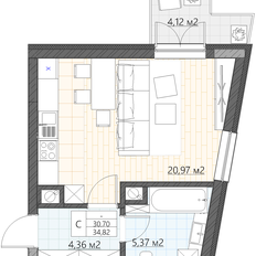 Квартира 34,8 м², студия - изображение 2