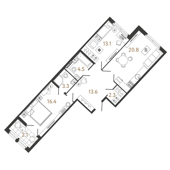 74 м², 2-комнатная квартира 34 029 108 ₽ - изображение 19