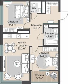 Квартира 74,3 м², 2-комнатная - изображение 2