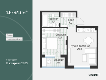 Квартира 43,2 м², 1-комнатная - изображение 1