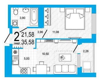 Квартира 35,6 м², 2-комнатная - изображение 1