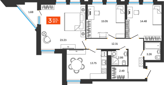 85,2 м², 3-комнатная квартира 13 190 000 ₽ - изображение 49