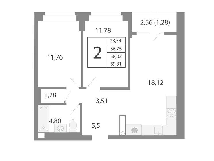 58 м², 3-комнатная квартира 8 335 232 ₽ - изображение 1