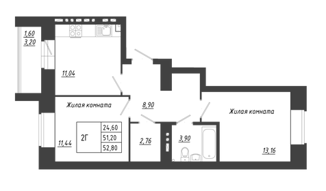 53 м², 2-комнатная квартира 6 799 000 ₽ - изображение 30