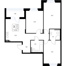 Квартира 77,8 м², 4-комнатная - изображение 2
