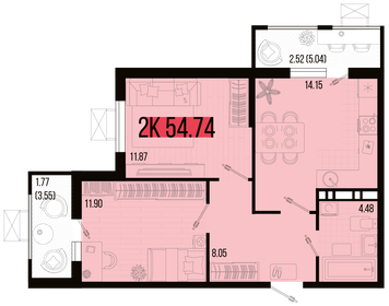 55,6 м², 2-комнатная квартира 7 377 040 ₽ - изображение 15