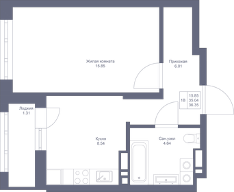 36,4 м², 1-комнатная квартира 8 796 700 ₽ - изображение 48