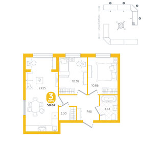 Квартира 58,7 м², 3-комнатная - изображение 1