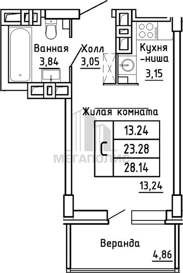 25 м², квартира-студия 4 000 000 ₽ - изображение 80