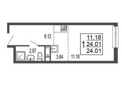 Квартира 24 м², студия - изображение 1