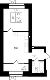 Квартира 42,2 м², 1-комнатная - изображение 1