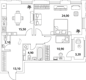 72,1 м², 2-комнатная квартира 14 736 908 ₽ - изображение 4