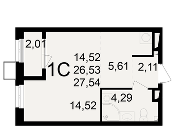 Квартира 27,5 м², студия - изображение 1
