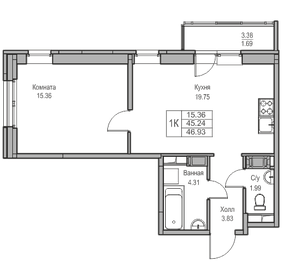 45,2 м², 1-комнатная квартира 8 550 646 ₽ - изображение 27