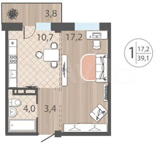 Квартира 39 м², 2-комнатная - изображение 2