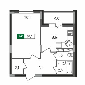 Квартира 39,3 м², 1-комнатная - изображение 1