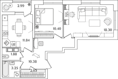 59,6 м², 2-комнатная квартира 16 060 671 ₽ - изображение 17