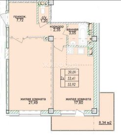 58,5 м², 2-комнатная квартира 8 400 000 ₽ - изображение 67