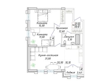 78,1 м², 2-комнатная квартира 6 560 400 ₽ - изображение 3