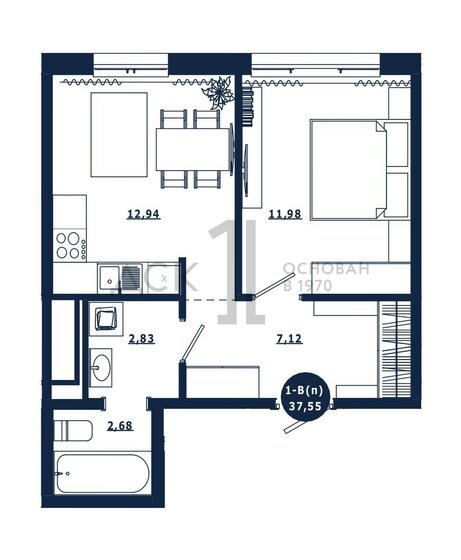 37,6 м², 1-комнатная квартира 6 150 000 ₽ - изображение 1