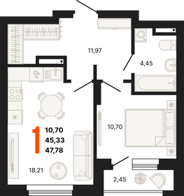 50 м², 1-комнатная квартира 6 700 000 ₽ - изображение 95