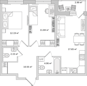 55,9 м², 2-комнатная квартира 8 776 000 ₽ - изображение 79