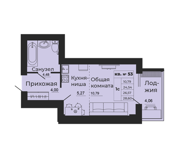 26,6 м², квартира-студия 2 975 840 ₽ - изображение 1