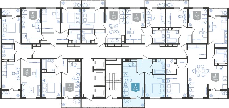 40,4 м², 1-комнатная квартира 7 686 100 ₽ - изображение 1