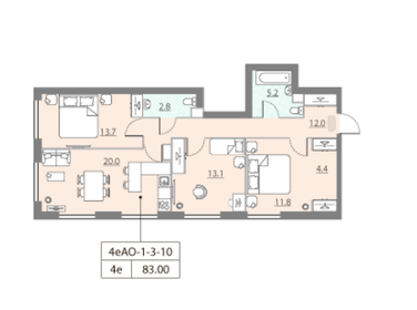 Квартира 83 м², 3-комнатная - изображение 1