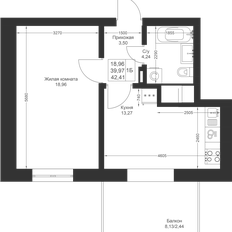 Квартира 42,4 м², 1-комнатная - изображение 2