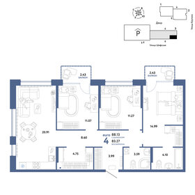 Квартира 88,1 м², 4-комнатная - изображение 1