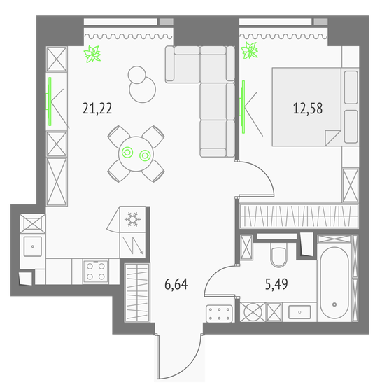 45,9 м², 1-комнатная квартира 24 148 046 ₽ - изображение 1