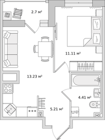 35,2 м², 1-комнатная квартира 4 549 136 ₽ - изображение 60