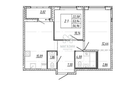 Квартира 53,9 м², 3-комнатная - изображение 1