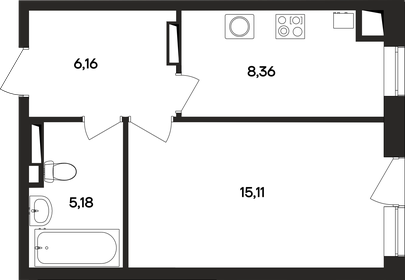 Квартира 34,8 м², 1-комнатная - изображение 1