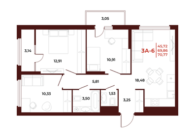 69,9 м², 3-комнатная квартира 6 180 000 ₽ - изображение 36