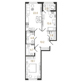 80,1 м², 2-комнатная квартира 33 489 132 ₽ - изображение 64