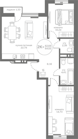 65 м², 2-комнатная квартира 6 120 000 ₽ - изображение 38