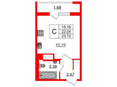 Квартира 22,6 м², студия - изображение 1