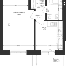 Квартира 38,2 м², 1-комнатная - изображение 2