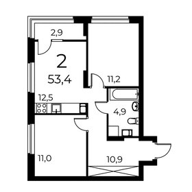 Квартира 53,4 м², 2-комнатная - изображение 1