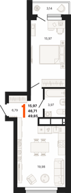 50 м², 1-комнатная квартира 6 700 000 ₽ - изображение 89