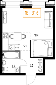 Квартира 31,6 м², 1-комнатная - изображение 2