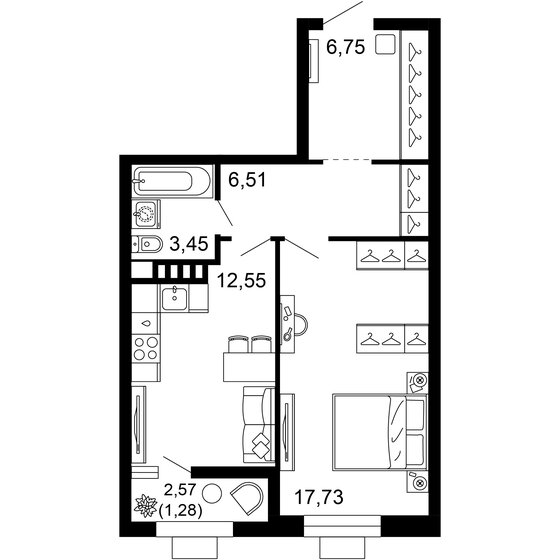 48,3 м², 1-комнатная квартира 9 137 511 ₽ - изображение 1